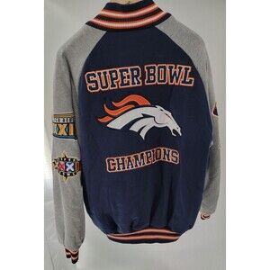 Vintage Denver Broncos Super Bowl Champions Patch Varsity Jacket w Hood